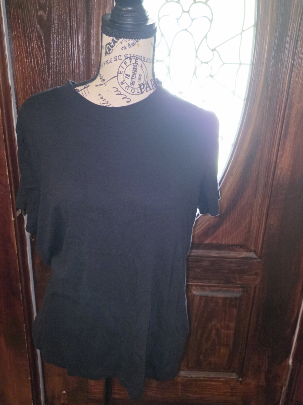 Banana Republic Black  Ribbed Short Sleeve Crewneck Top XL